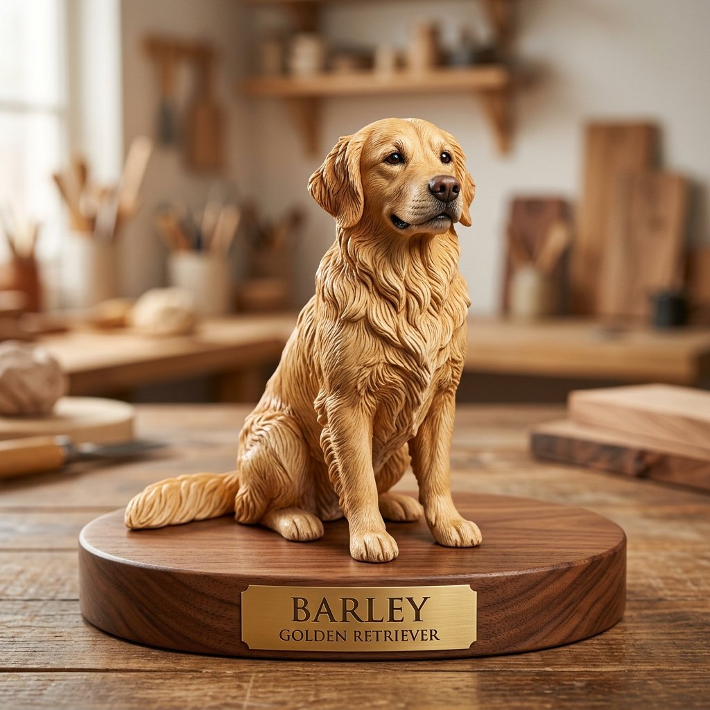 Custom golden retriever clay figurine